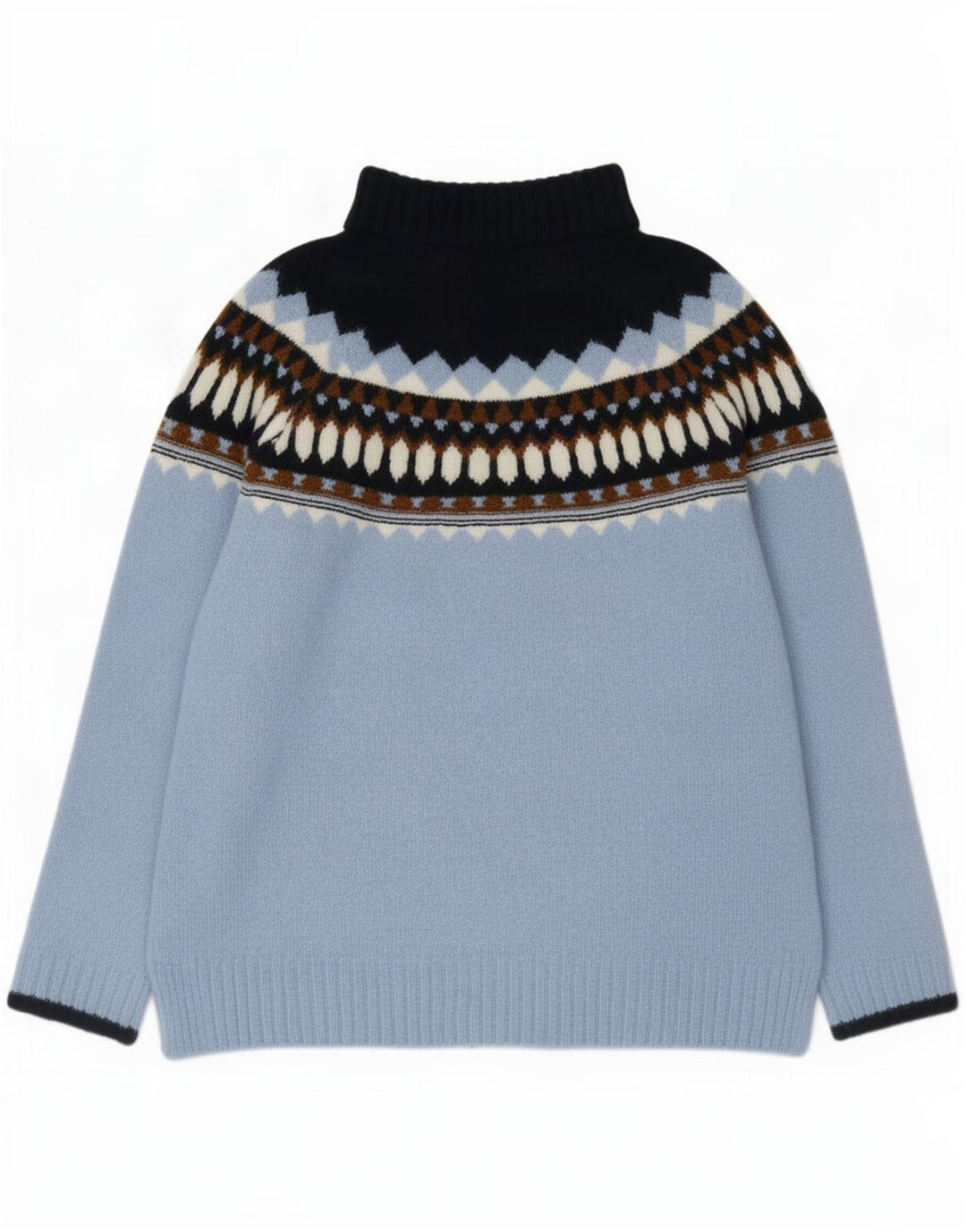 Suéter feminino Marks & Spencer com gola redonda Reino Unido 14 azul médio geométrico