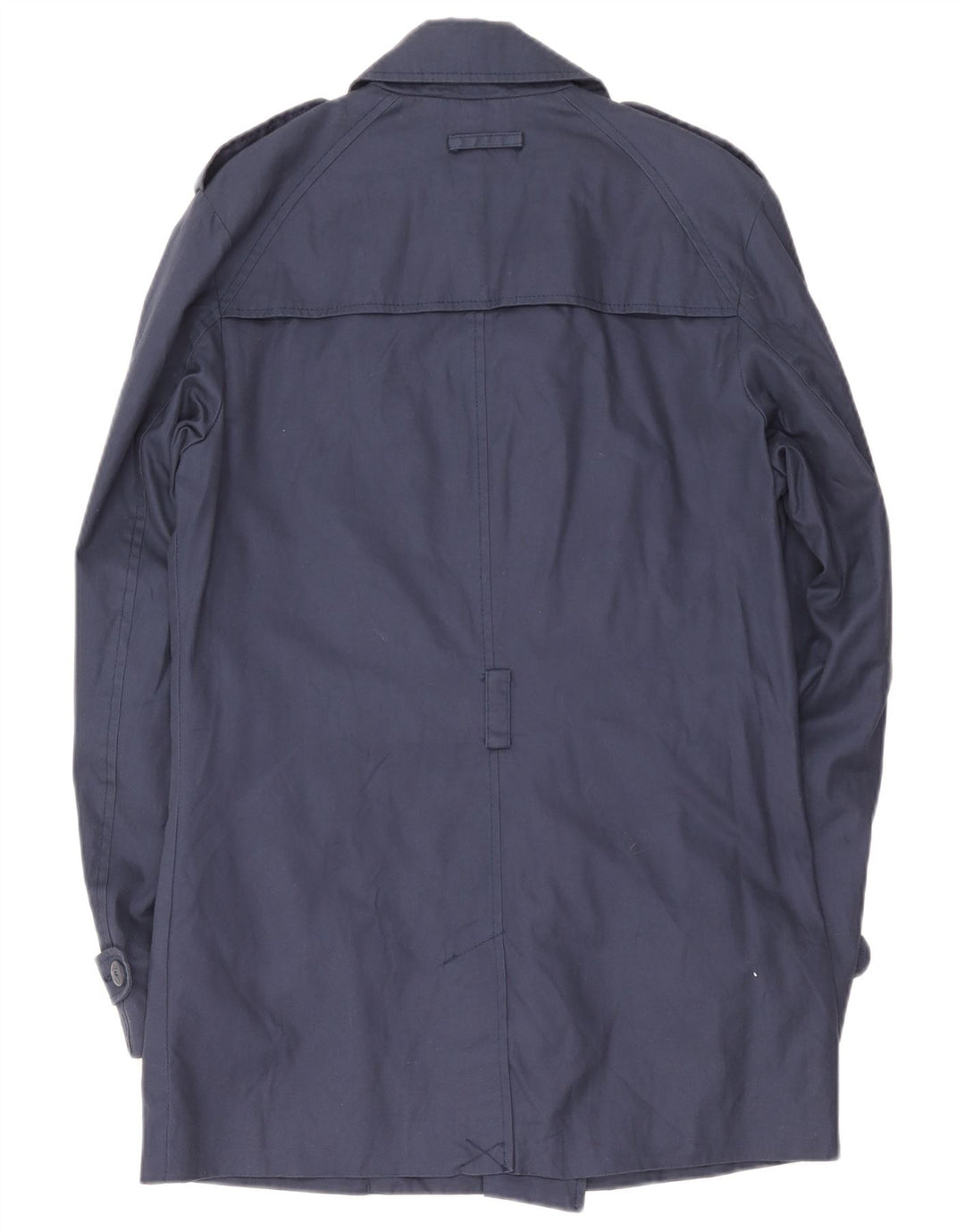Zara Mens Trench Coat UK 40 Grande Algodão Azul Marinho