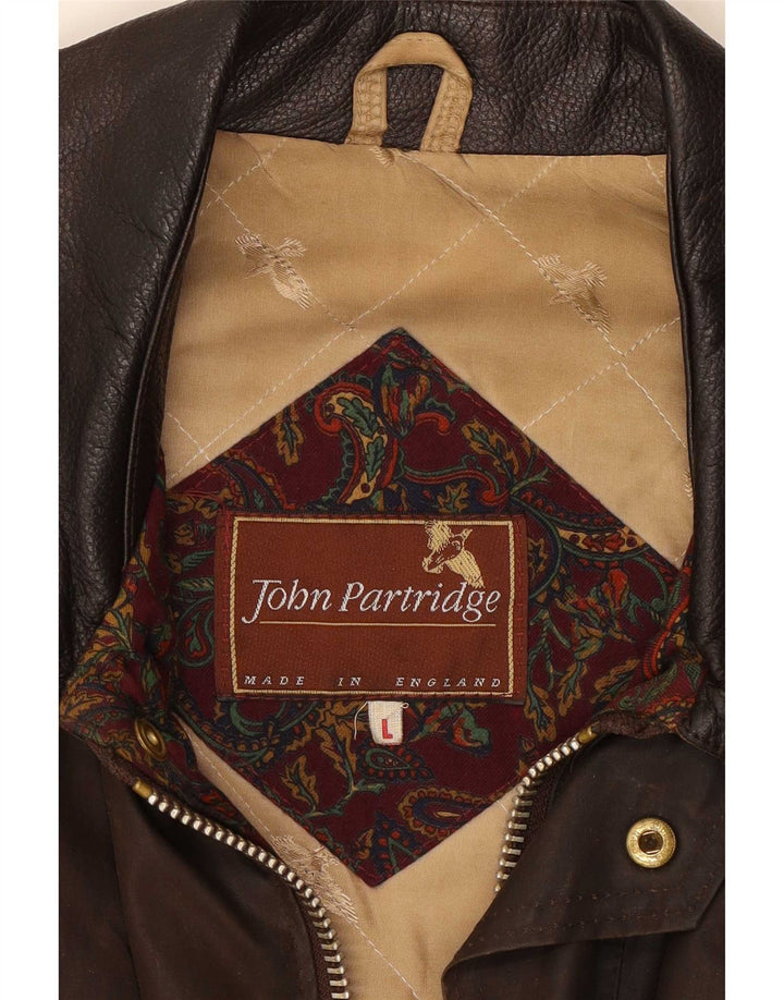 Jaqueta masculina de algodão encerado John Partridge Reino Unido 40 grande marrom