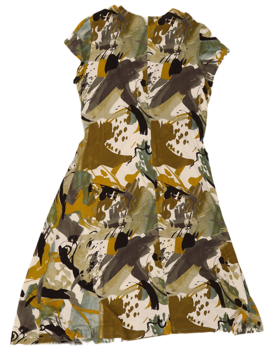 Vestido feminino Wallis com padrão abstrato evasê Reino Unido 16 grande viscose verde