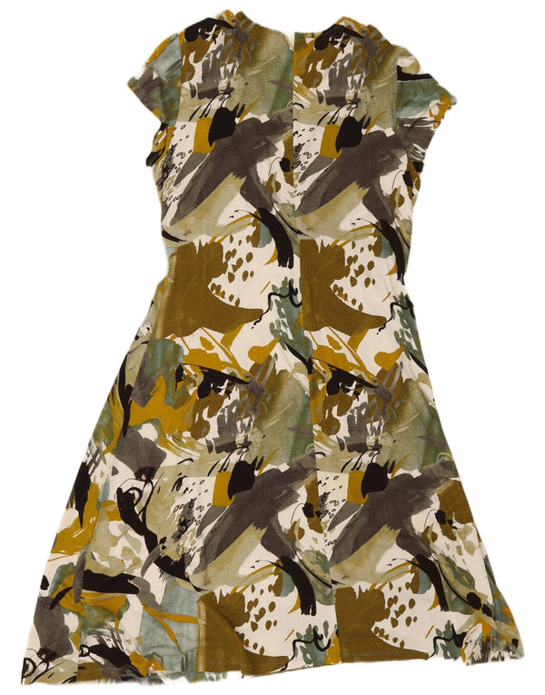 Vestido feminino Wallis com padrão abstrato evasê Reino Unido 16 grande viscose verde