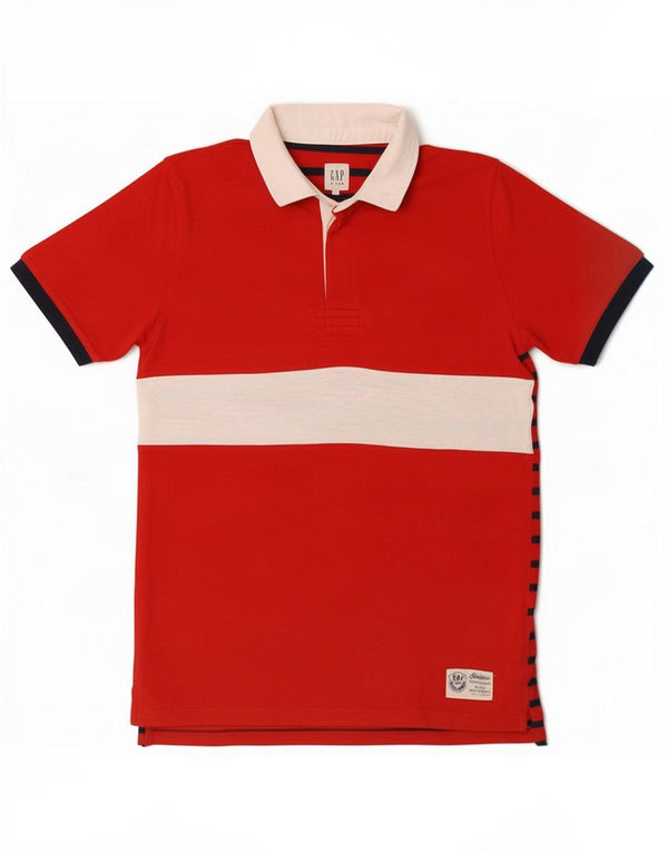 Camisa polo de rugby Gap Boys 13-14 anos 2XL algodão colorblock vermelho