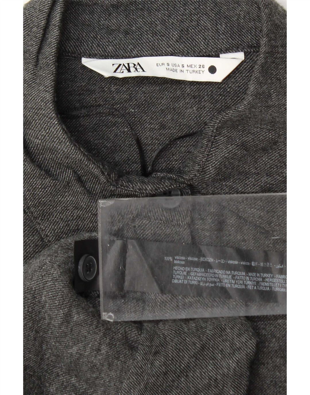 Zara vestido camisa oversized feminino Reino Unido 10 pequeno cinza viscose