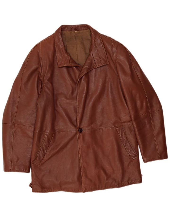 Jaqueta de couro masculina Scout UK 40 grande marrom
