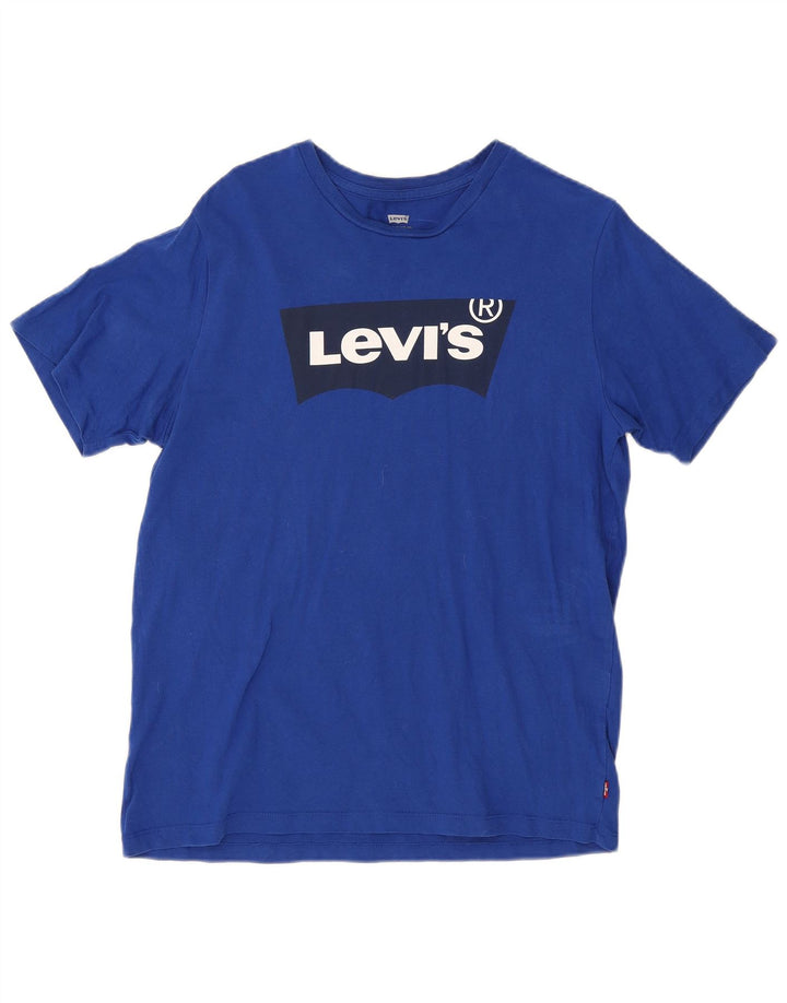 Camiseta feminina gráfica Levi's Top UK 14 algodão azul médio