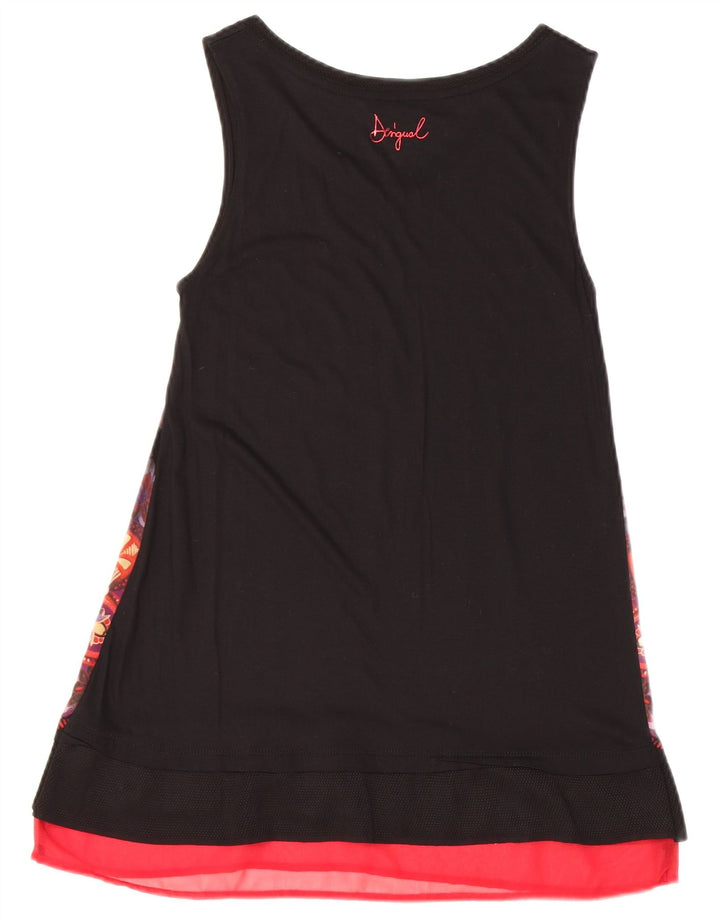 Túnica feminina Desigual com padrão abstrato sem mangas UK 6 XS preto