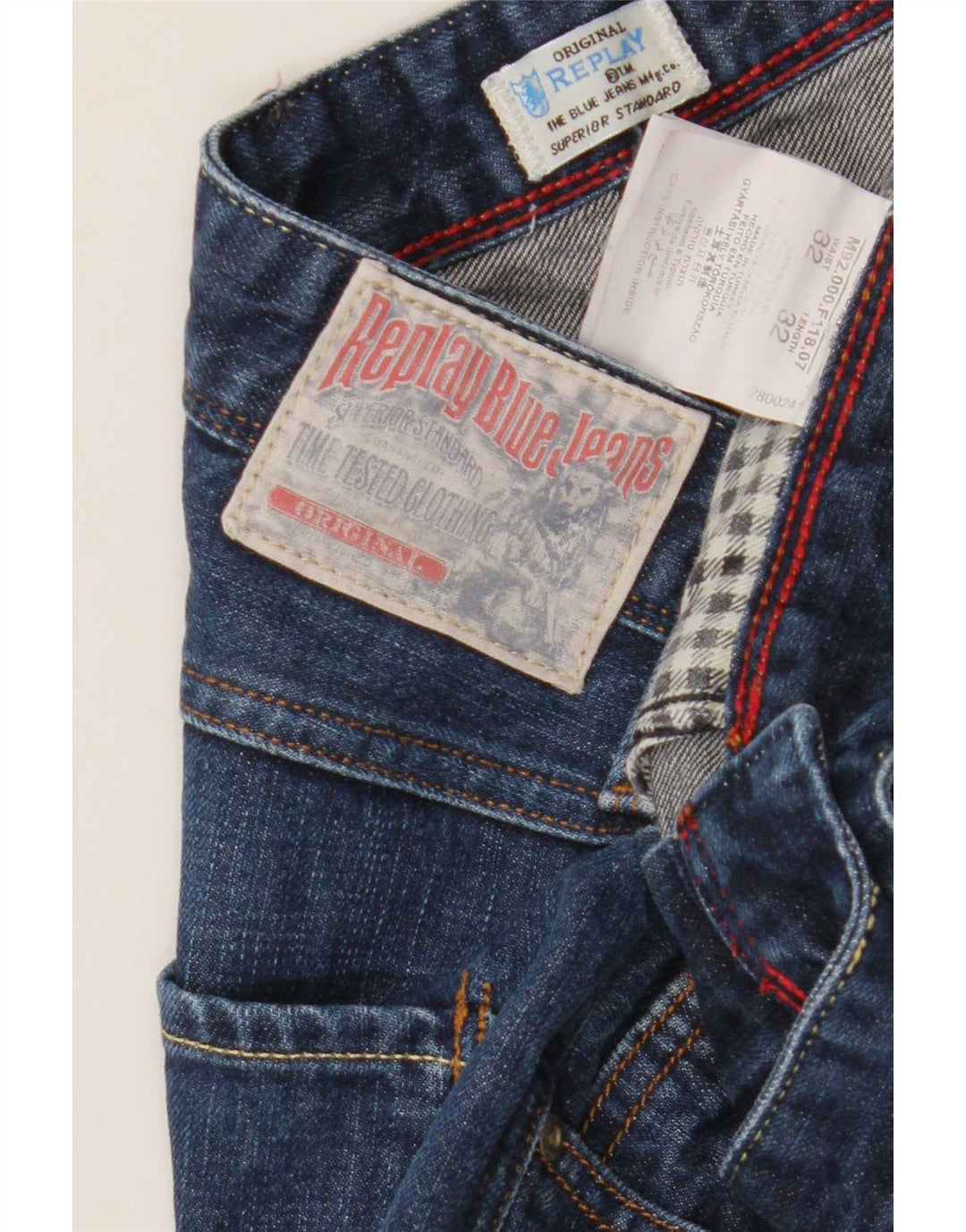 Replay Jeans Slim Masculino W32 L32 Azul Algodão