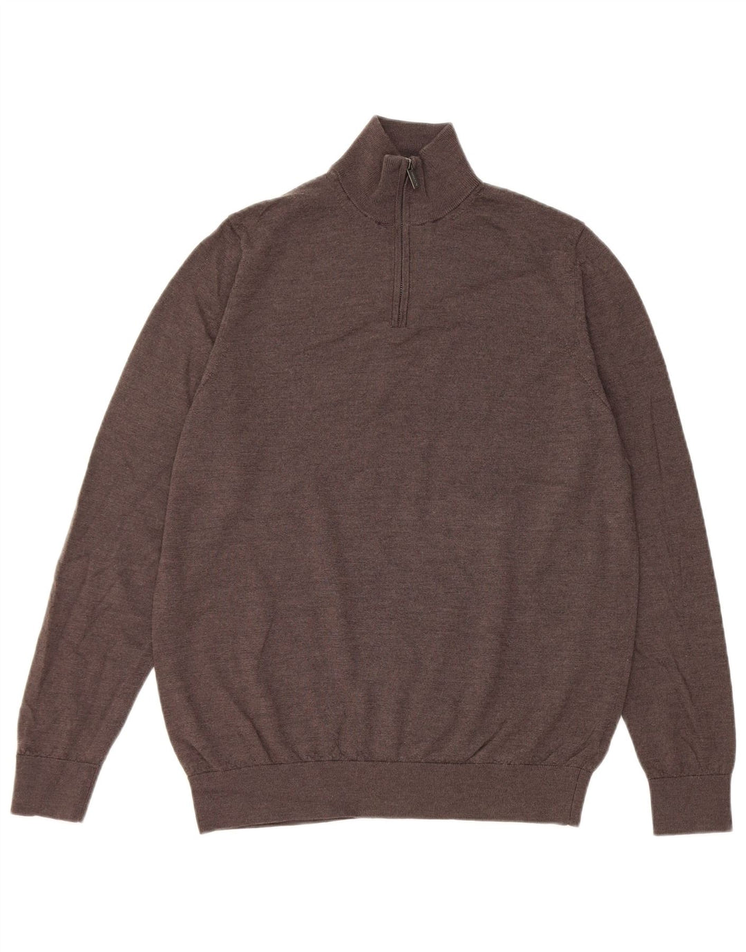 Suéter masculino Marks & Spencer Autograph com zíper e gola grande marrom