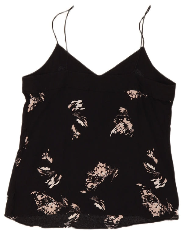 Jigsaw Top feminino com padrão abstrato cami UK 12 viscose preta média