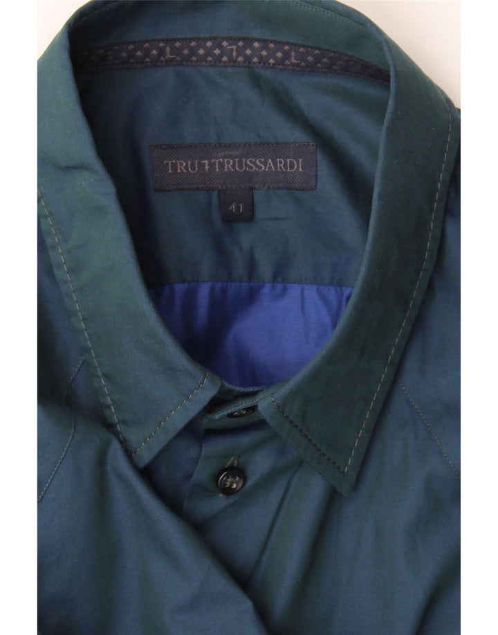 Camisa masculina Trussardi tamanho 41 azul marinho médio