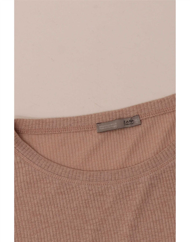 Zara blusa feminina oversized top rosa médio