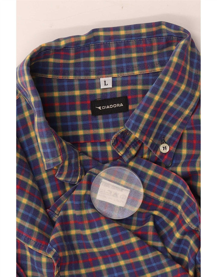 Camisa masculina Diadora grande algodão xadrez multicolorido