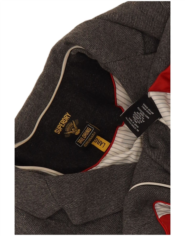 Jaqueta Blazer Feminina Superdry com 2 Botões Reino Unido 14 Lã Cinza Grande