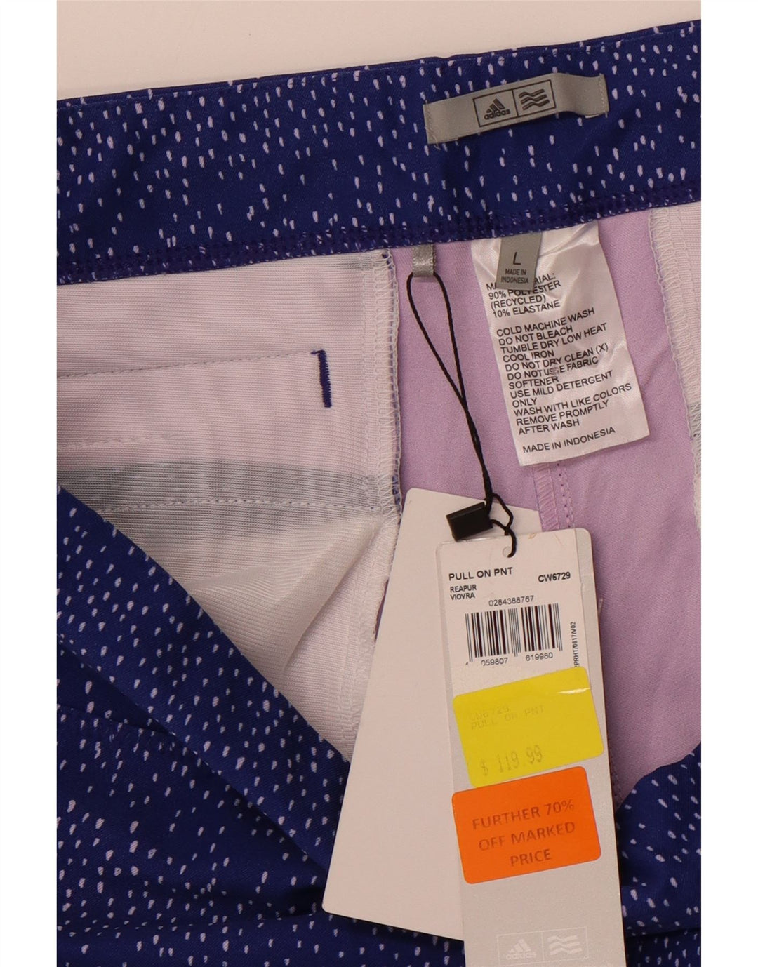 ADIDAS Womens Crop Leggings UK 16 Grande Poliéster Manchado Azul