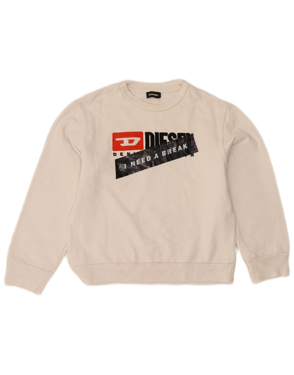 Diesel Boys Crop Graphic Moletom Jumper 9-10 Anos Algodão Branco