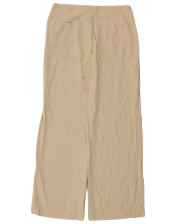 Zara Calça Chino Feminina de Perna Larga Médio W28 L31 Bege Viscose