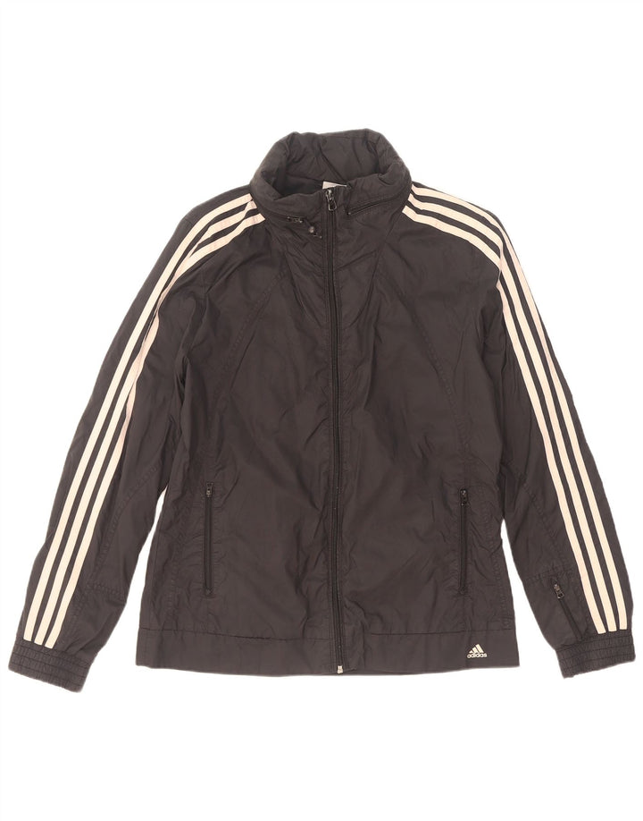 Adidas Womens Tracksuit Top Jacket UK 14 Grande Preto Poliamida