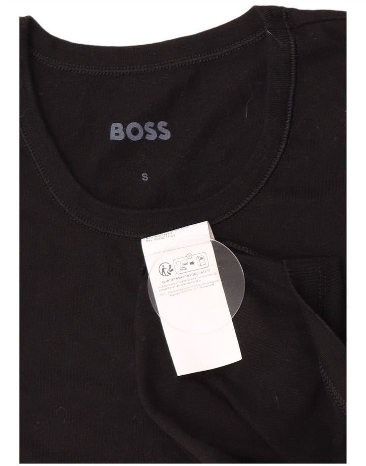 Hugo Boss Mens T-Shirt Top Pequeno Algodão Preto