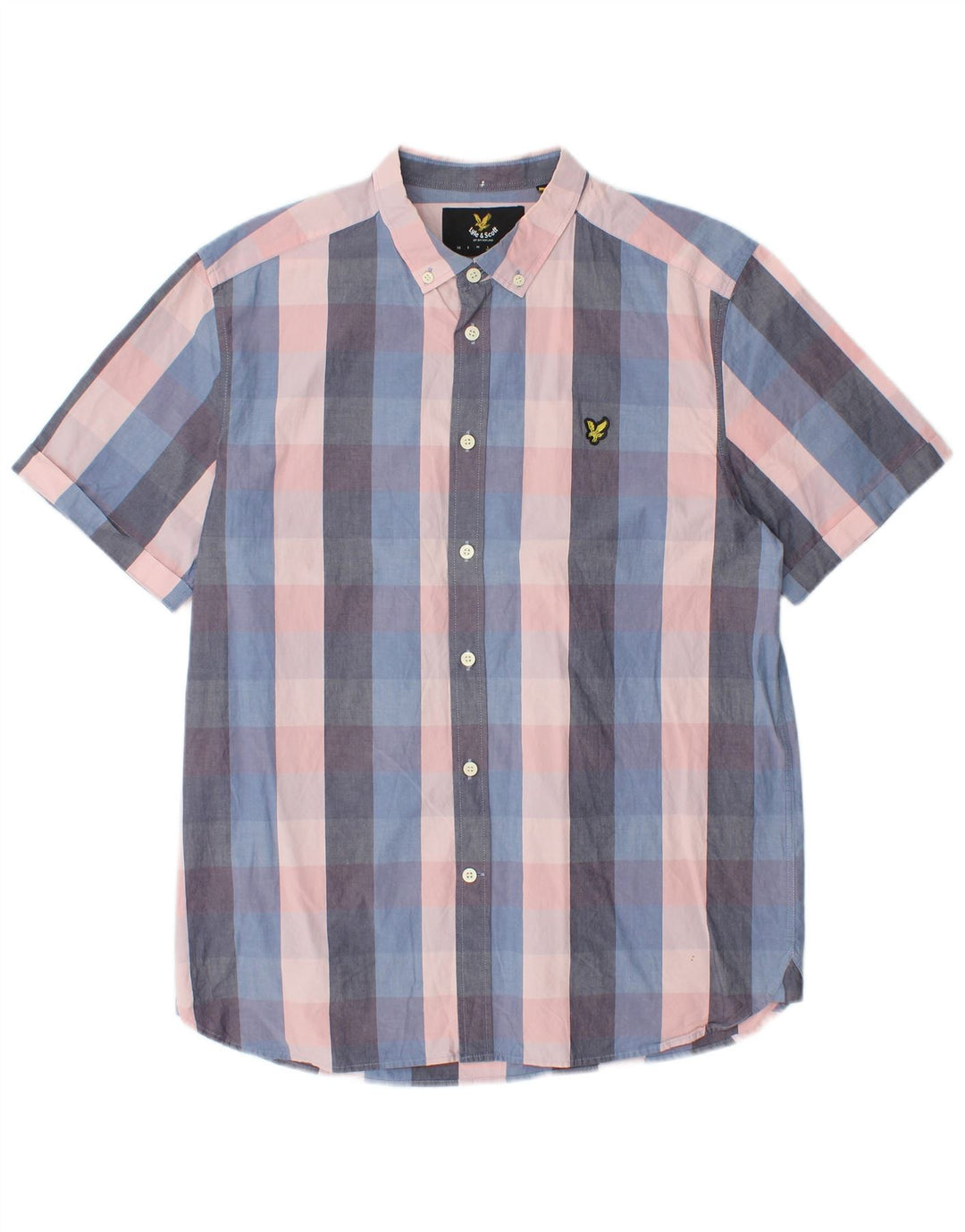 Camisa masculina de manga curta Lyle & Scott grande algodão xadrez multicolorido