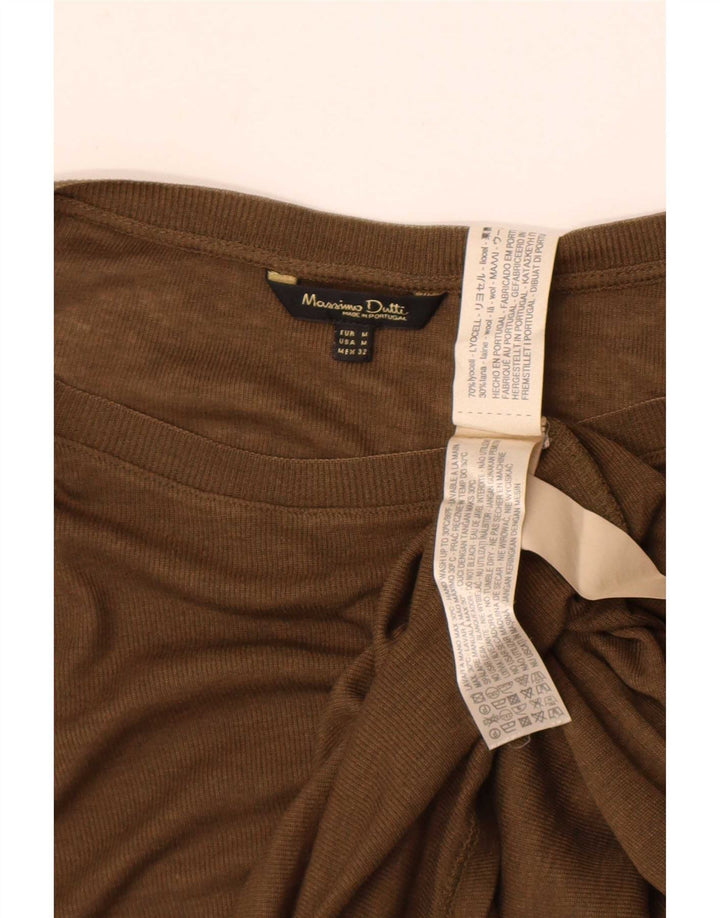 Suéter feminino Massimo Dutti com gola canoa Reino Unido 14 médio cáqui Lyocell
