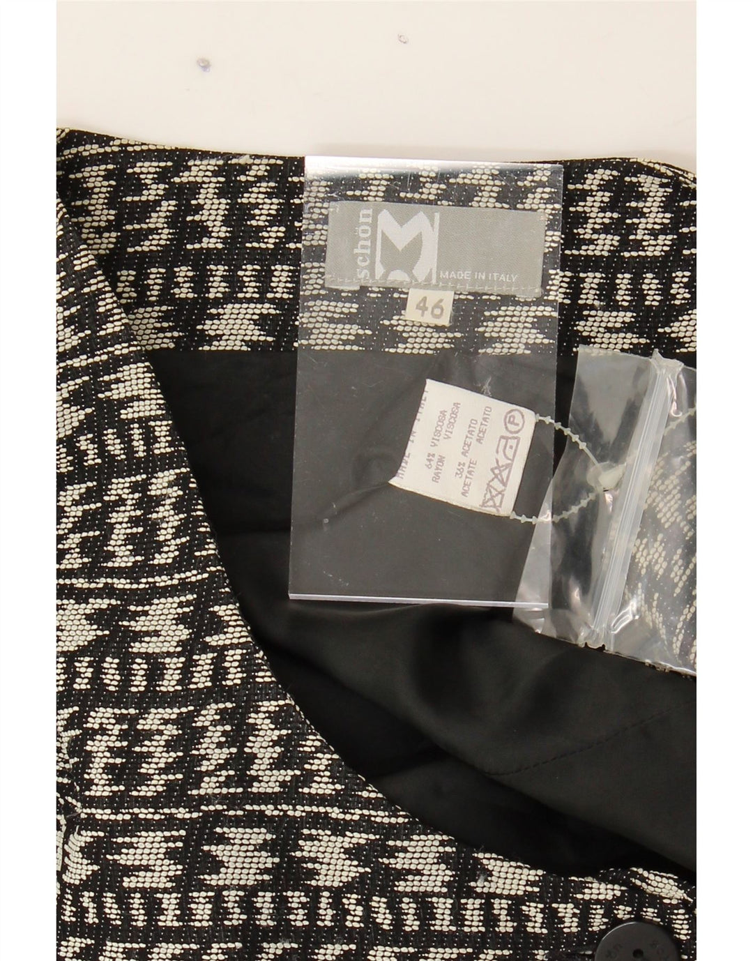 VINTAGE Womens Waistcoat IT 46 Large Black Houndstooth Viscose Vintage Vintage and Second-Hand Vintage from Messina Hembry 