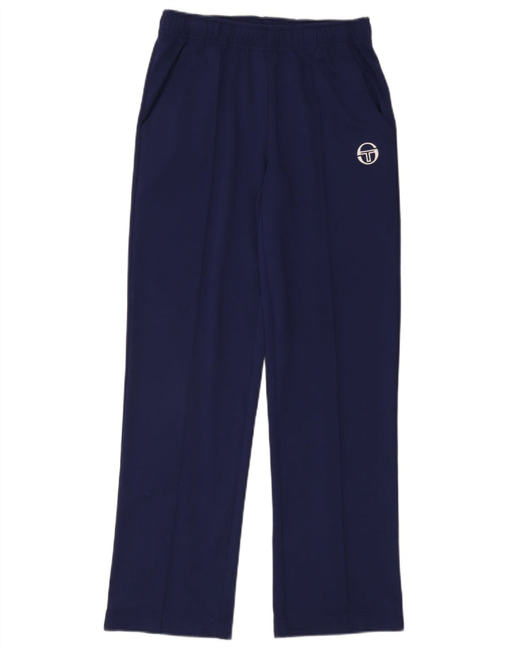 Calça de treino feminina Sergio Tacchini UK 8 pequena azul marinho poliéster
