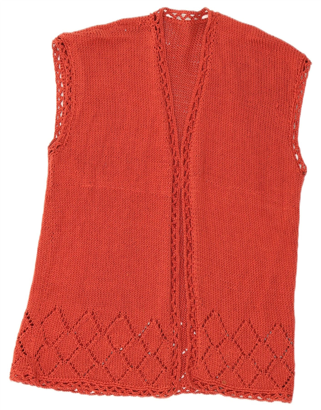 Top cardigã feminino sem mangas VINTAGE UK 14 vermelho médio