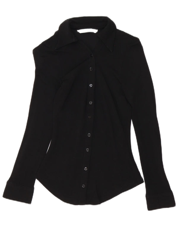 Blusa camisa feminina Zara Reino Unido 6 XS preto viscose