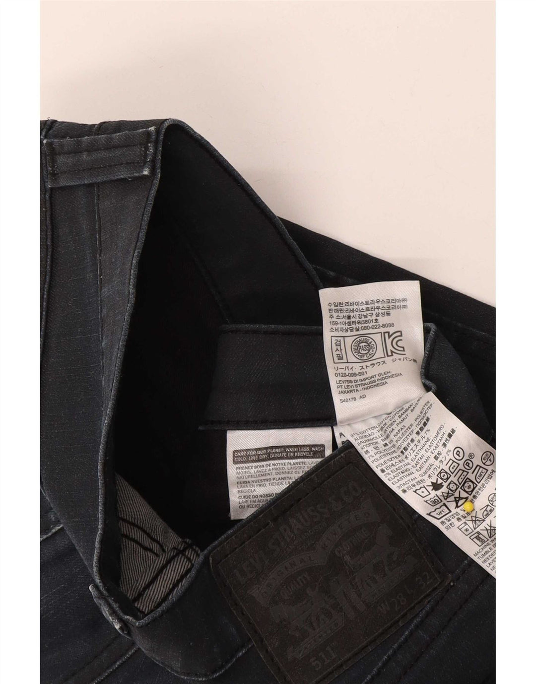Levi's Masculino 511 Slim Jeans W28 L32 Azul Marinho Algodão