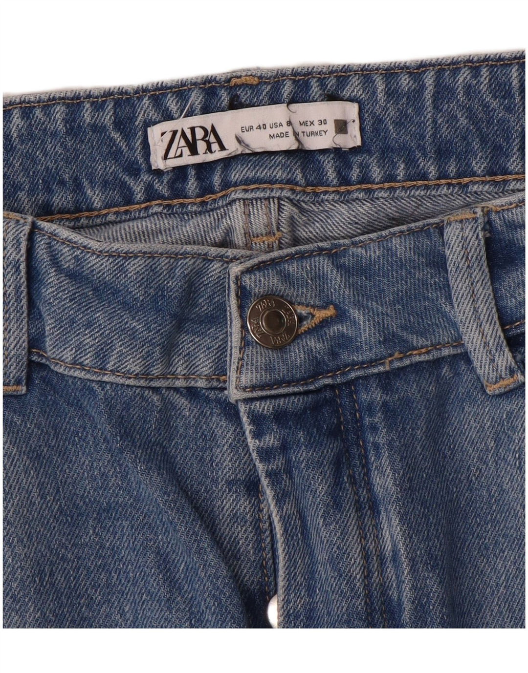 Calça jeans reta feminina Zara EU 40 médio W30 L32 azul