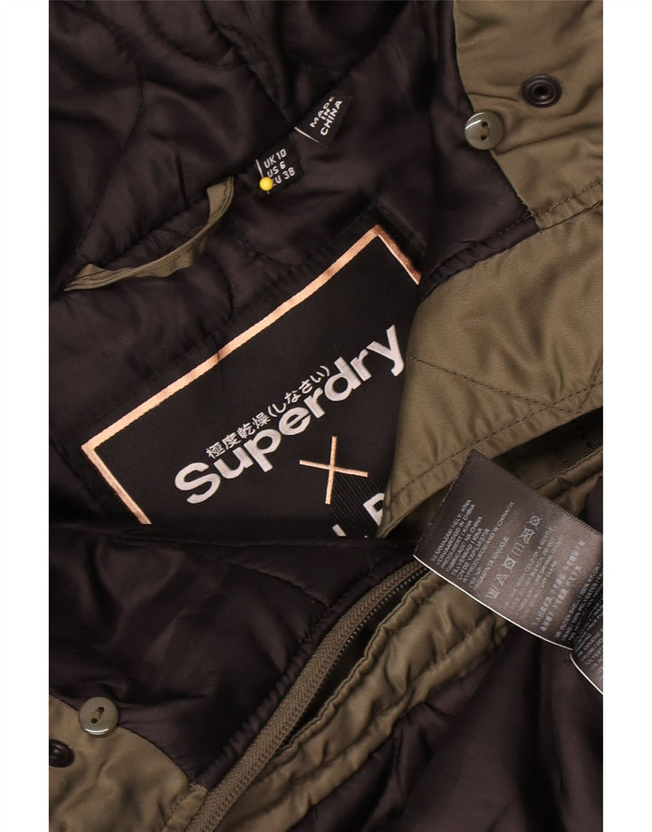 Jaqueta Parka com capuz feminina Superdry UK 10 poliéster verde pequeno