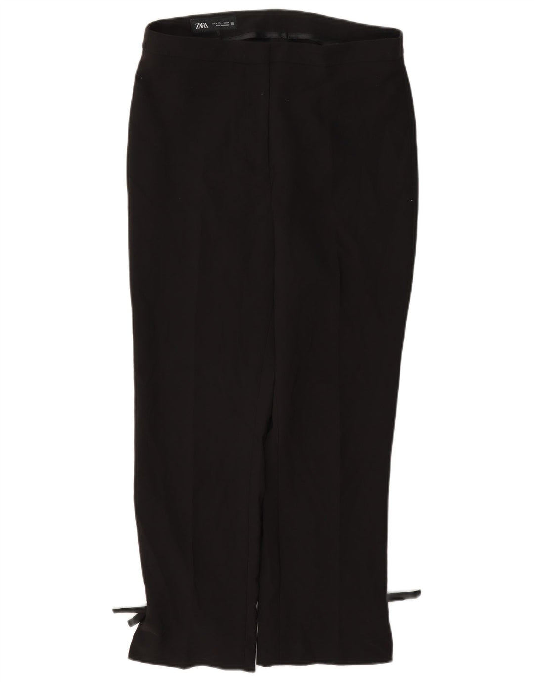 Zara Calça feminina reta casual grande W30 L27 poliéster preto