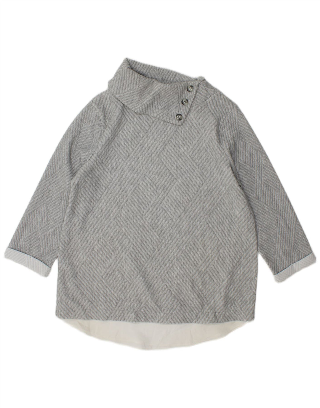 Suéter feminino Phase Eight com gola redonda Reino Unido 12 cinza médio geométrico