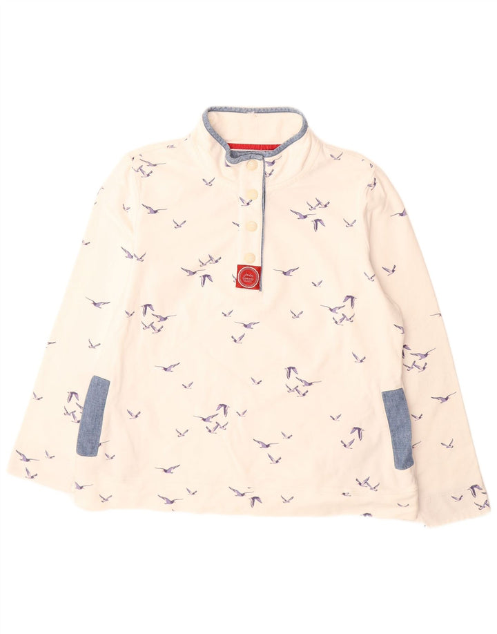 Suéter feminino Joules com estampa abstrata UK 16 grande branco