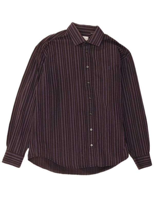 Camisa masculina Yves Saint Laurent XL algodão listrado roxo