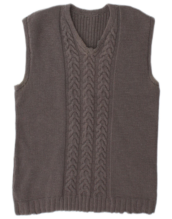 Top feminino colete vintage UK 14 cinza médio