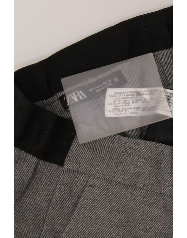 Calça Chino Reta Feminina Zara Pequena W26 L27 Poliéster Cinza