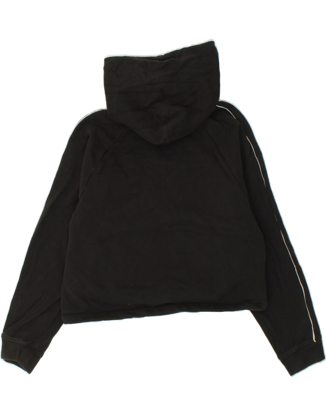 LEVI'S Womens Crop Graphic Hoodie Jumper UK 14 Medium Black Colourblock Vintage Levi's and Second-Hand Levi's from Messina Hembry 