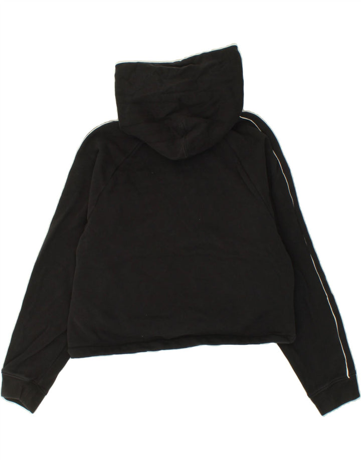 LEVI'S Womens Crop Graphic Hoodie Jumper UK 14 Medium Black Colourblock Vintage Levi's and Second-Hand Levi's from Messina Hembry 