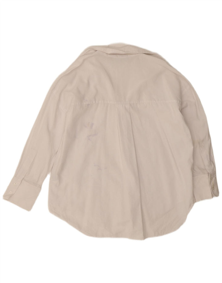 Camisa oversized feminina Zara UK 14 algodão branco médio