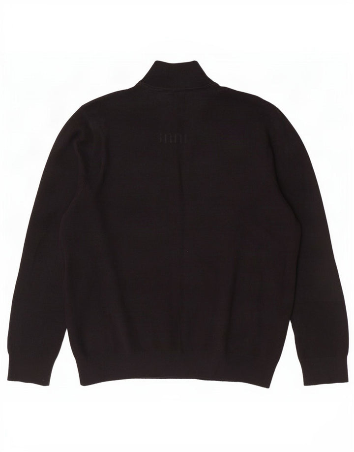 Suéter masculino Penguin com zíper e gola XL de algodão preto