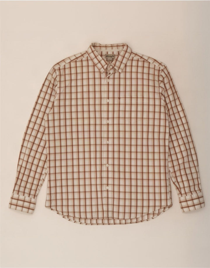 Camisa masculina Wrangler de algodão xadrez bege médio