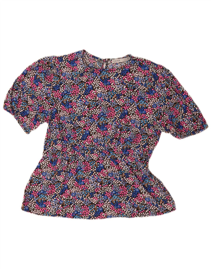 Blusa feminina Oasis UK 10 pequena viscose floral multicolorida