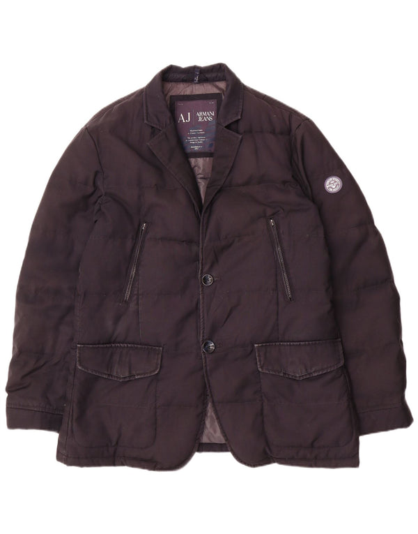 Armani Jeans Jaqueta blazer masculina acolchoada com 2 botões IT 50 grande azul marinho