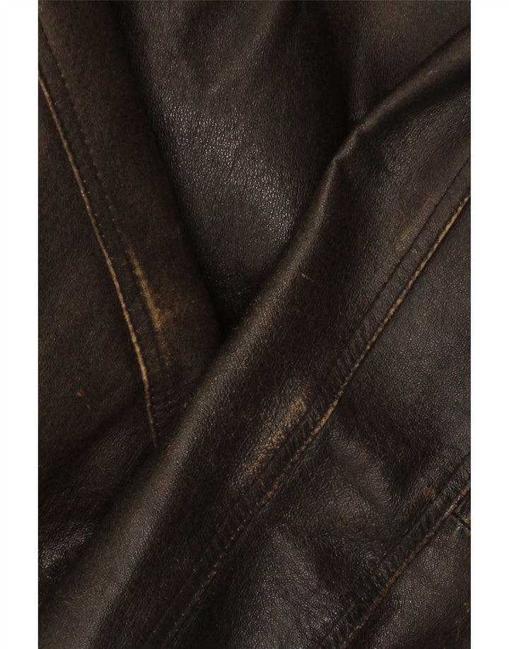 Jaqueta de couro masculina Route 66 UK 40 grande couro marrom