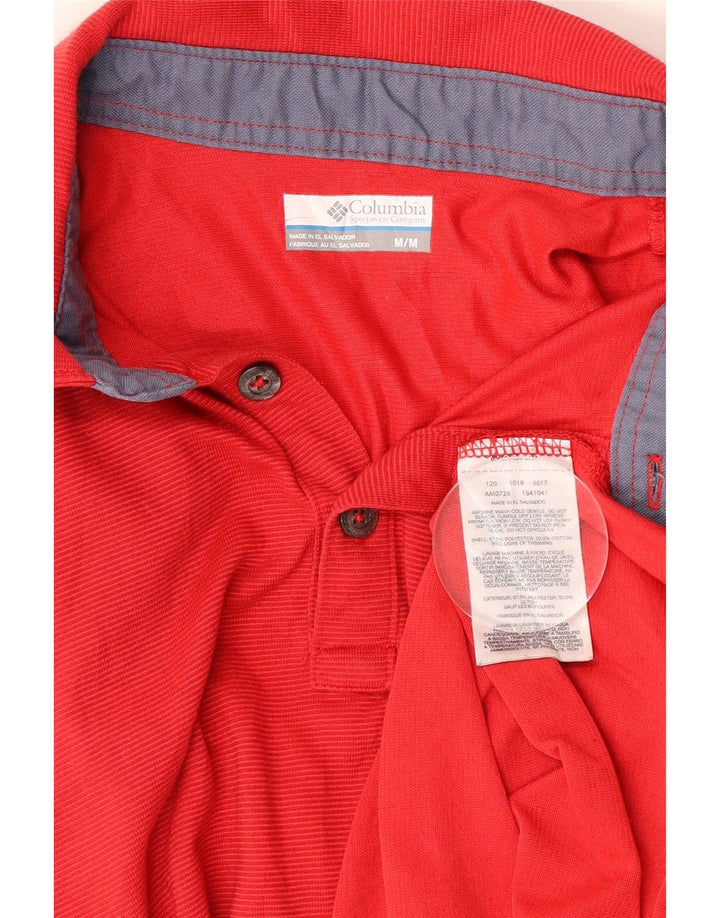 Camisa polo masculina Columbia Omni-Wick poliéster listrado vermelho médio