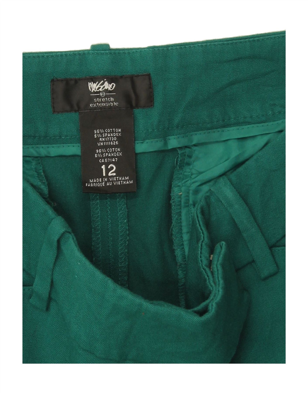 MOSSIMO Womens Slim Casual Trousers US 12 Large W34 L25 Green Cotton Vintage Mossimo and Second-Hand Mossimo from Messina Hembry 