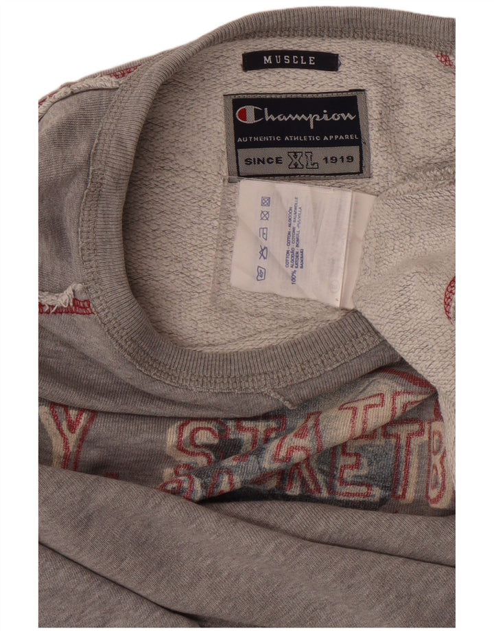CHAMPION Masculino Muscle Graphic Moletom Jumper XL Algodão Cinza