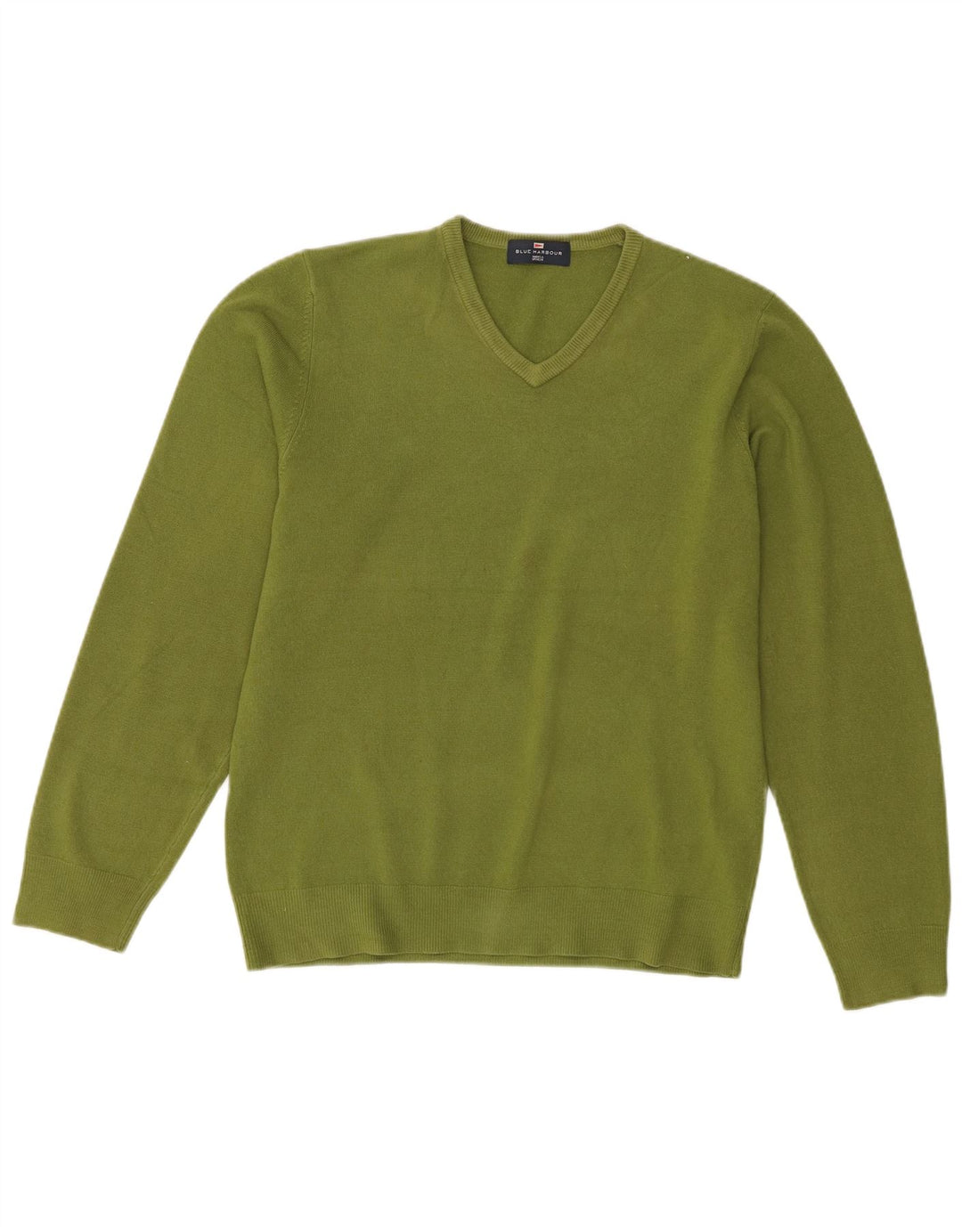 Suéter masculino Marks & Spencer Blue Harbor com decote em V verde médio