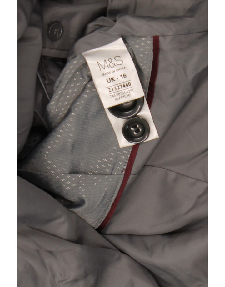 Sobretudo feminino Marks & Spencer UK 16 grande lã preta